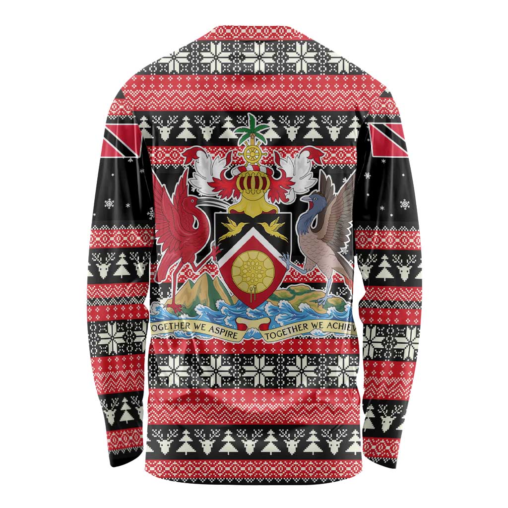 Trinidad and Tobago Christmas Long Sleeve Shirt Bird and Coat of Arms Design - Wonder Print Shop