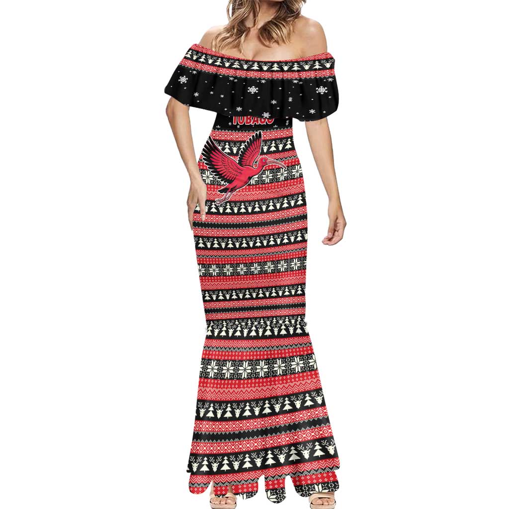 Trinidad and Tobago Christmas Mermaid Dress Bird and Coat of Arms Design - Wonder Print Shop