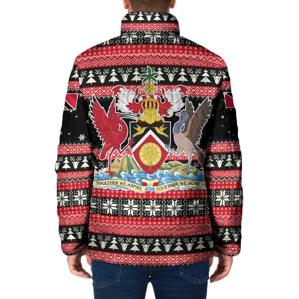 Trinidad and Tobago Christmas Padded Jacket Bird and Coat of Arms Design - Wonder Print Shop