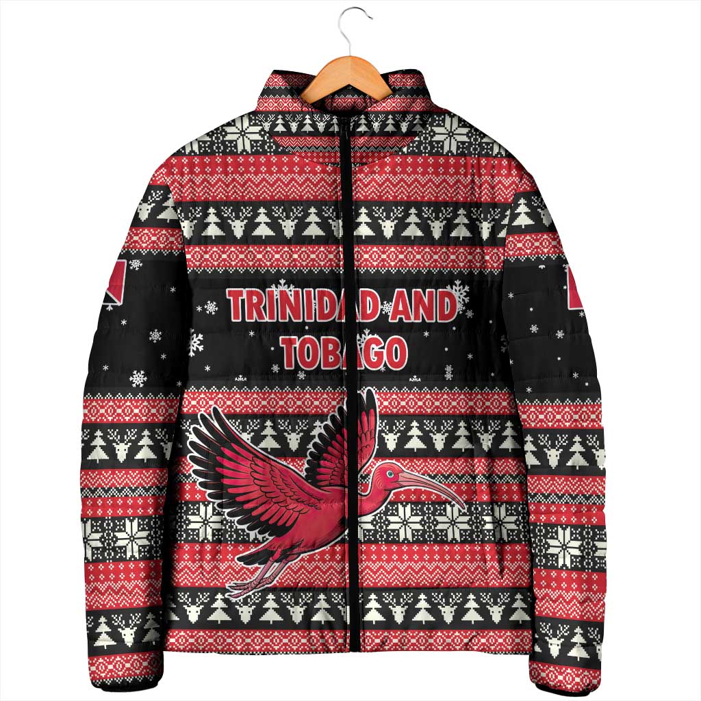 Trinidad and Tobago Christmas Padded Jacket Bird and Coat of Arms Design - Wonder Print Shop