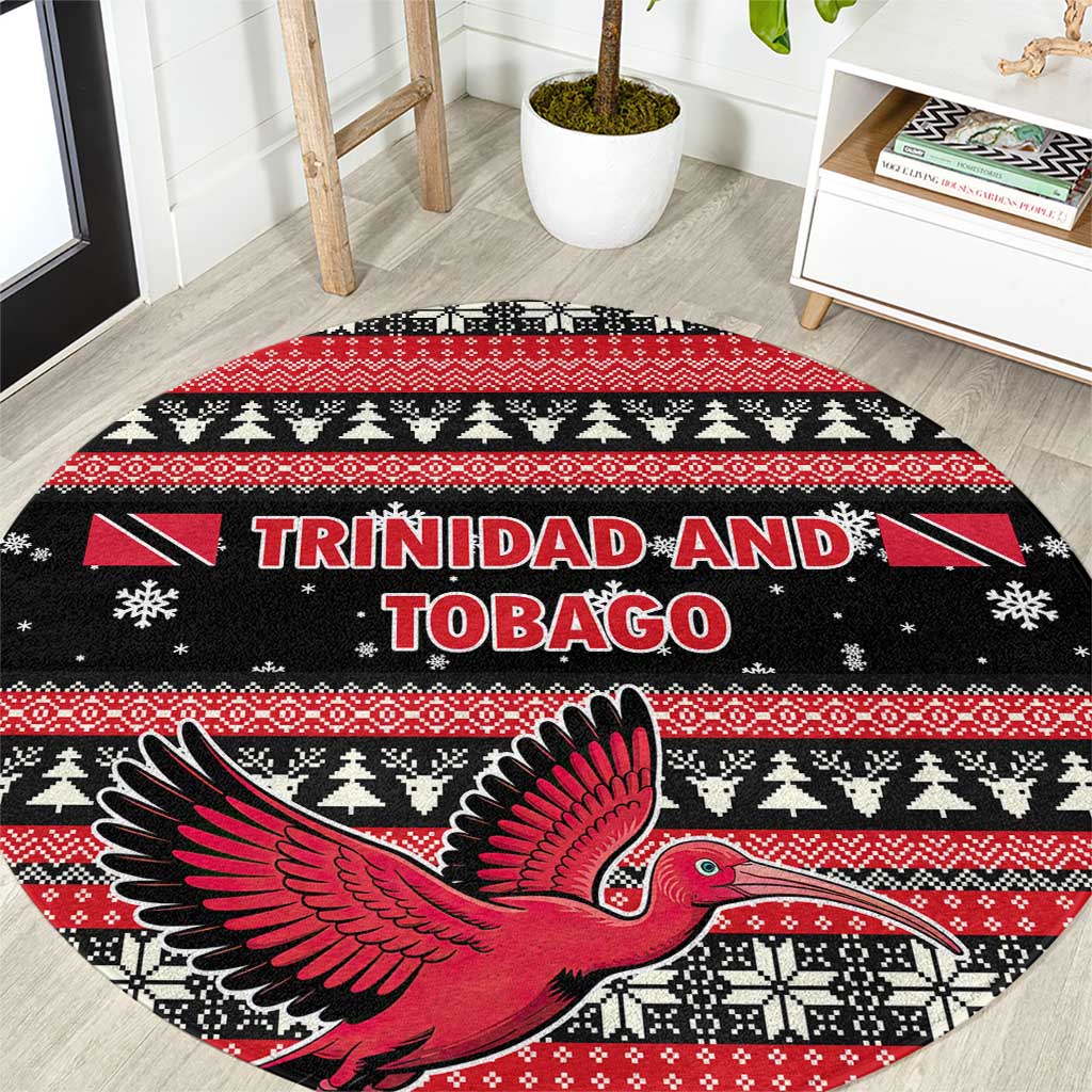 Trinidad and Tobago Christmas Round Carpet Bird and Coat of Arms Design - Wonder Print Shop