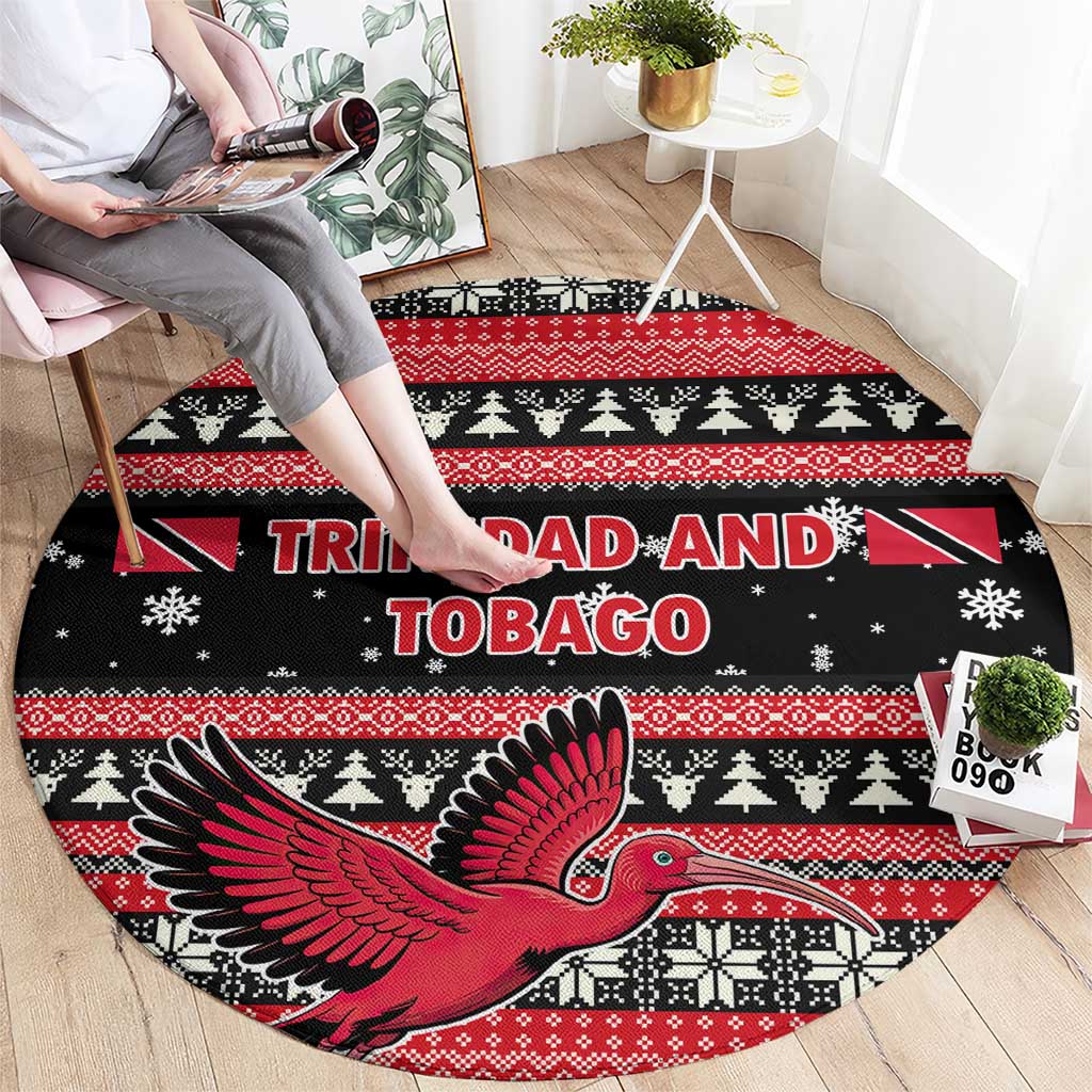 Trinidad and Tobago Christmas Round Carpet Bird and Coat of Arms Design - Wonder Print Shop