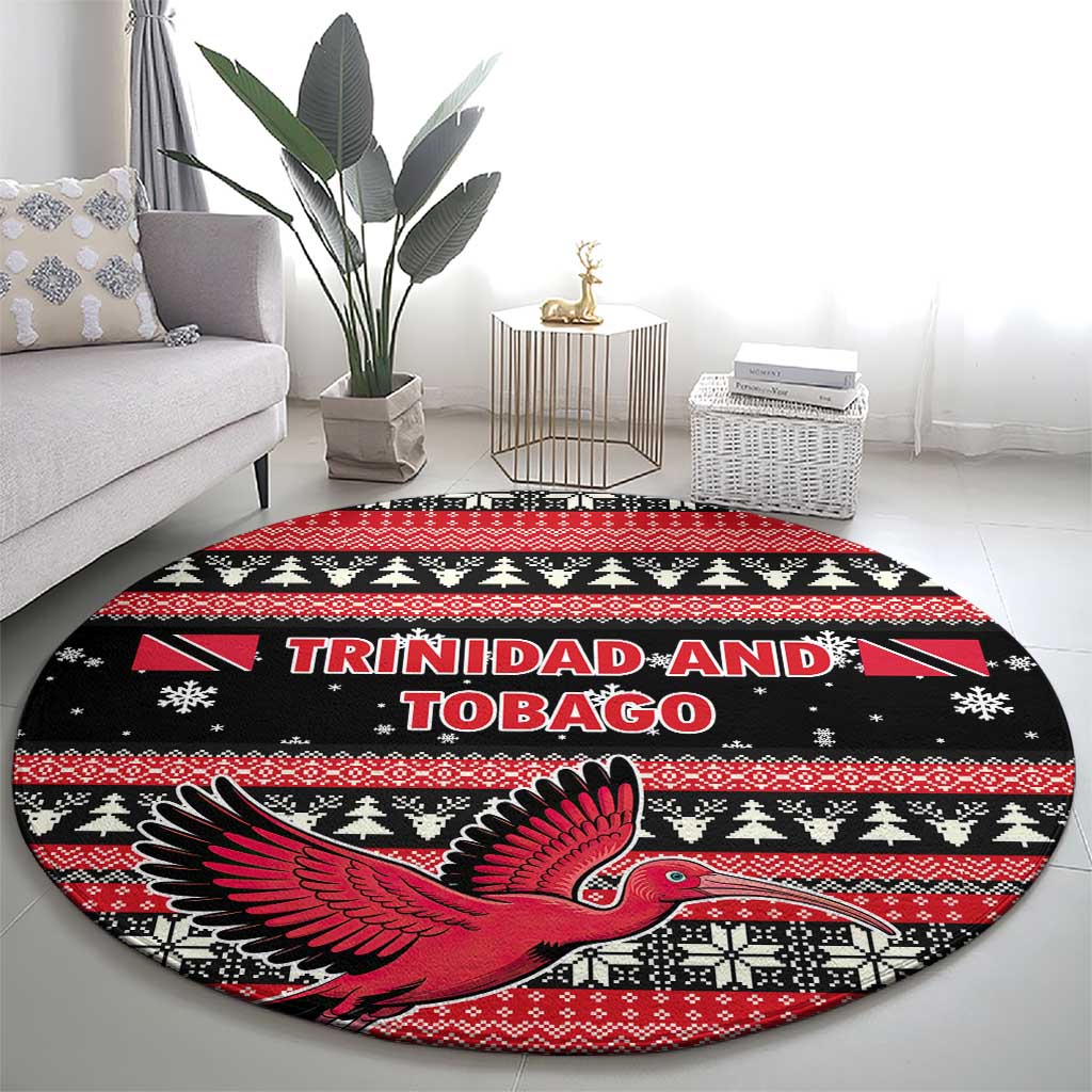 Trinidad and Tobago Christmas Round Carpet Bird and Coat of Arms Design - Wonder Print Shop
