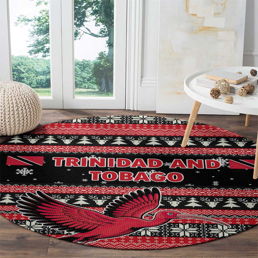 Trinidad and Tobago Christmas Round Carpet Bird and Coat of Arms Design - Wonder Print Shop