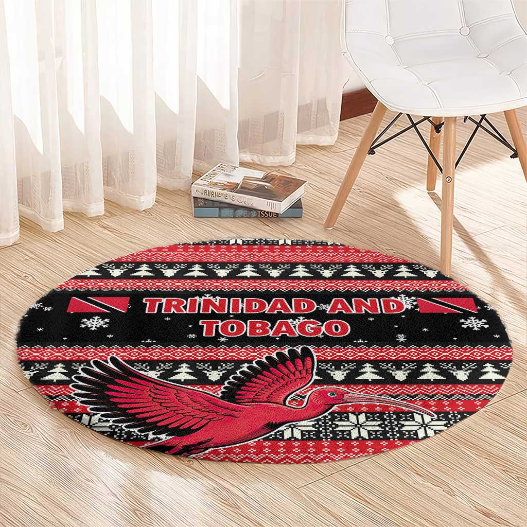 Trinidad and Tobago Christmas Round Carpet Bird and Coat of Arms Design - Wonder Print Shop