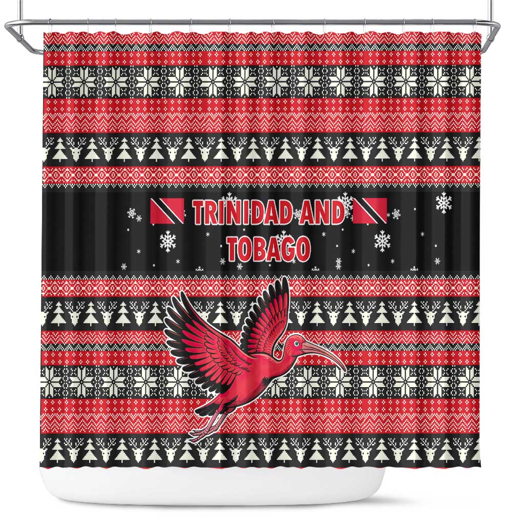Trinidad and Tobago Christmas Shower Curtain Bird and Coat of Arms Design - Wonder Print Shop