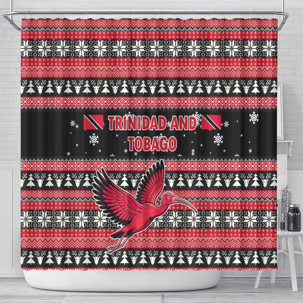 Trinidad and Tobago Christmas Shower Curtain Bird and Coat of Arms Design - Wonder Print Shop
