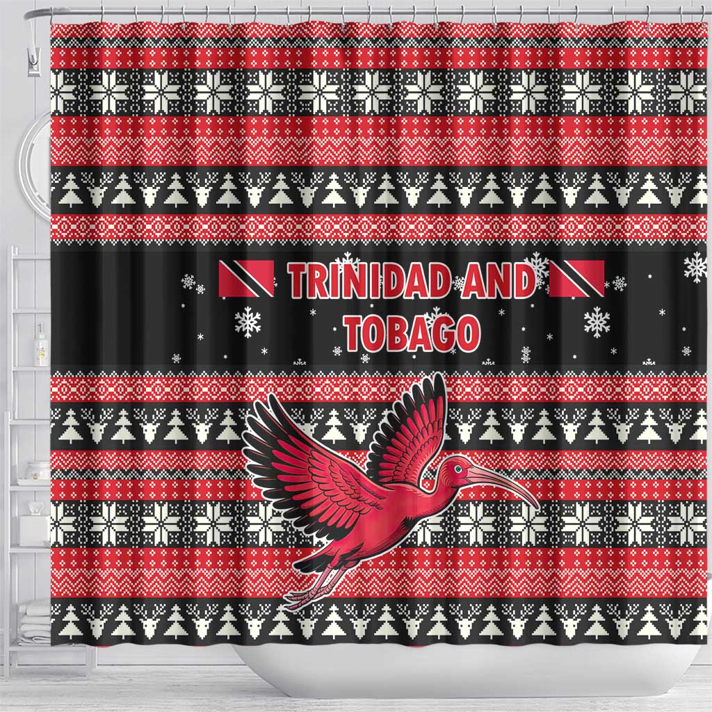 Trinidad and Tobago Christmas Shower Curtain Bird and Coat of Arms Design - Wonder Print Shop