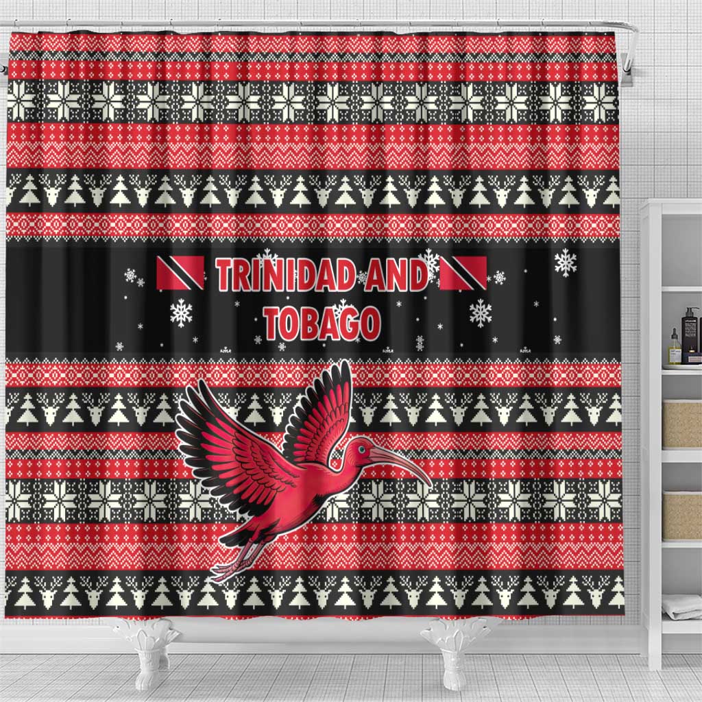 Trinidad and Tobago Christmas Shower Curtain Bird and Coat of Arms Design - Wonder Print Shop