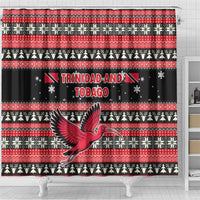 Trinidad and Tobago Christmas Shower Curtain Bird and Coat of Arms Design - Wonder Print Shop