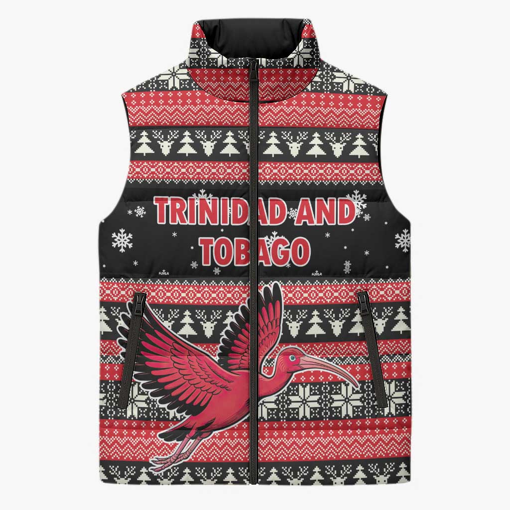 Trinidad and Tobago Christmas Sleeveless Puffer Jacket Bird and Coat of Arms Design - Wonder Print Shop