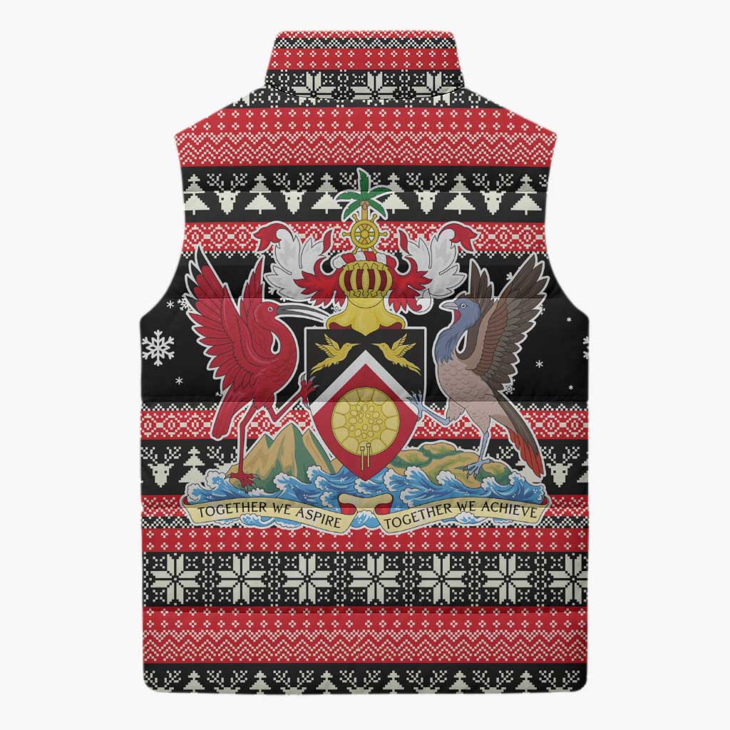 Trinidad and Tobago Christmas Sleeveless Puffer Jacket Bird and Coat of Arms Design - Wonder Print Shop
