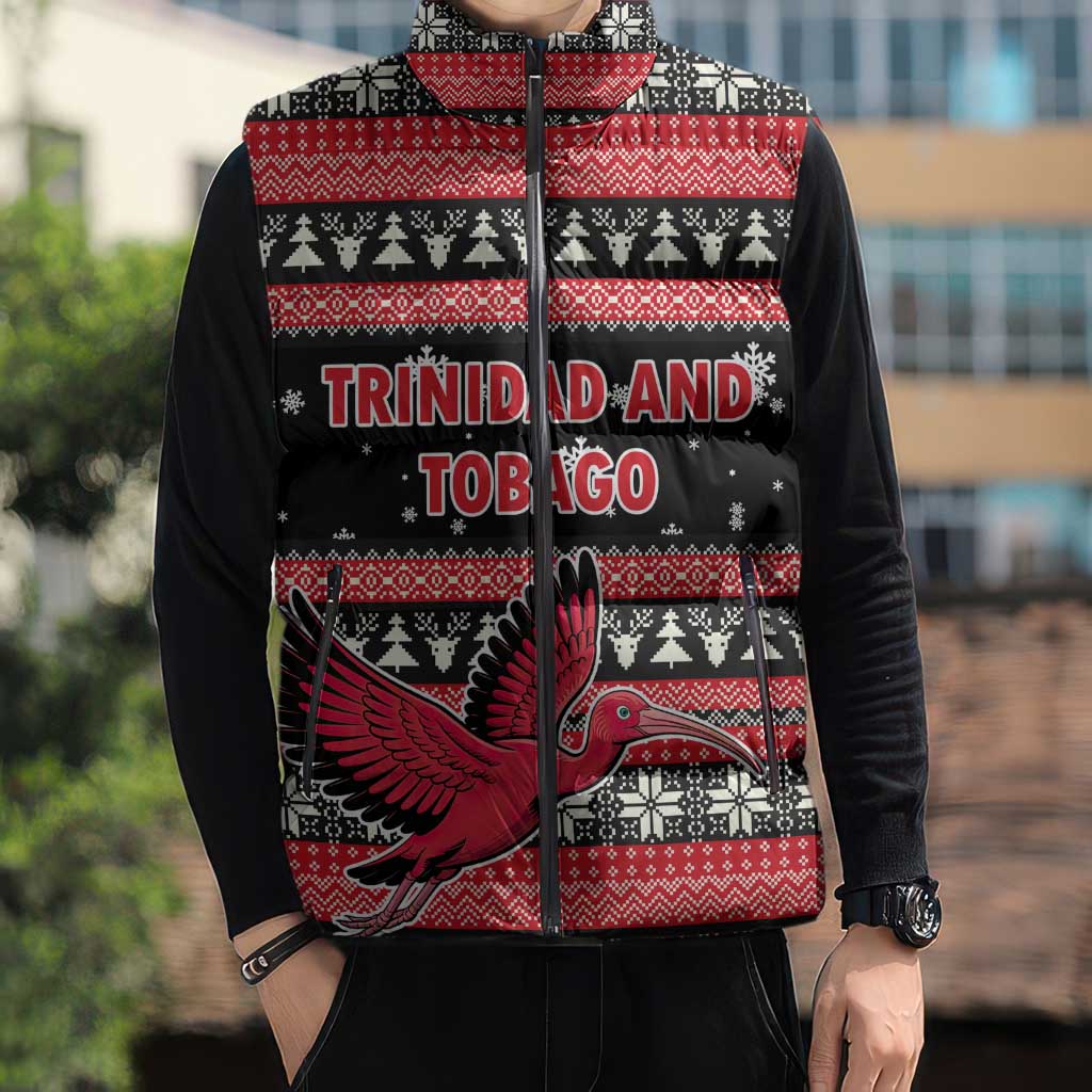 Trinidad and Tobago Christmas Sleeveless Puffer Jacket Bird and Coat of Arms Design - Wonder Print Shop