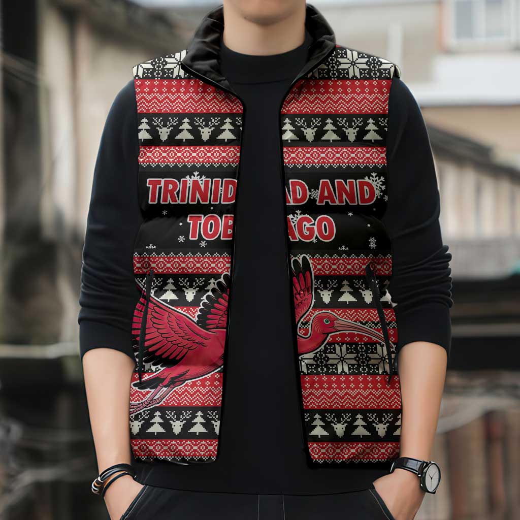 Trinidad and Tobago Christmas Sleeveless Puffer Jacket Bird and Coat of Arms Design - Wonder Print Shop