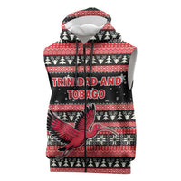 Trinidad and Tobago Christmas Sleeveless Zip Hoodie Bird and Coat of Arms Design - Wonder Print Shop