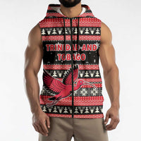 Trinidad and Tobago Christmas Sleeveless Zip Hoodie Bird and Coat of Arms Design - Wonder Print Shop