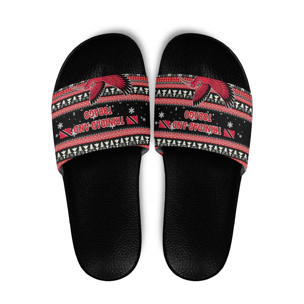 Trinidad and Tobago Christmas Slide Sandals Bird and Coat of Arms Design - Wonder Print Shop