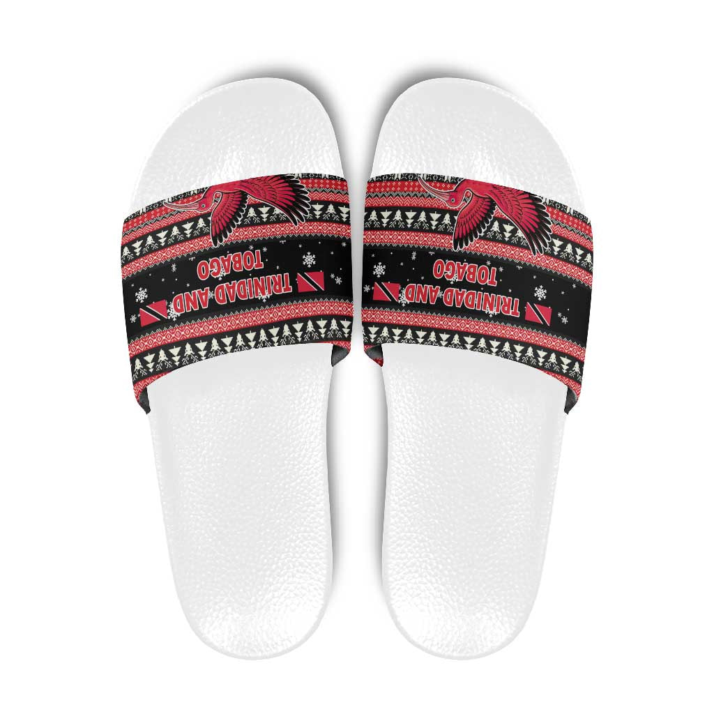 Trinidad and Tobago Christmas Slide Sandals Bird and Coat of Arms Design - Wonder Print Shop