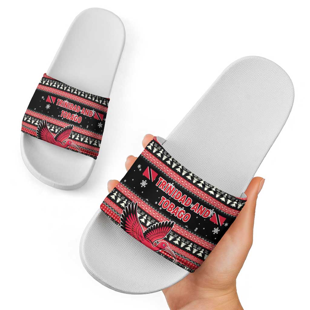 Trinidad and Tobago Christmas Slide Sandals Bird and Coat of Arms Design - Wonder Print Shop
