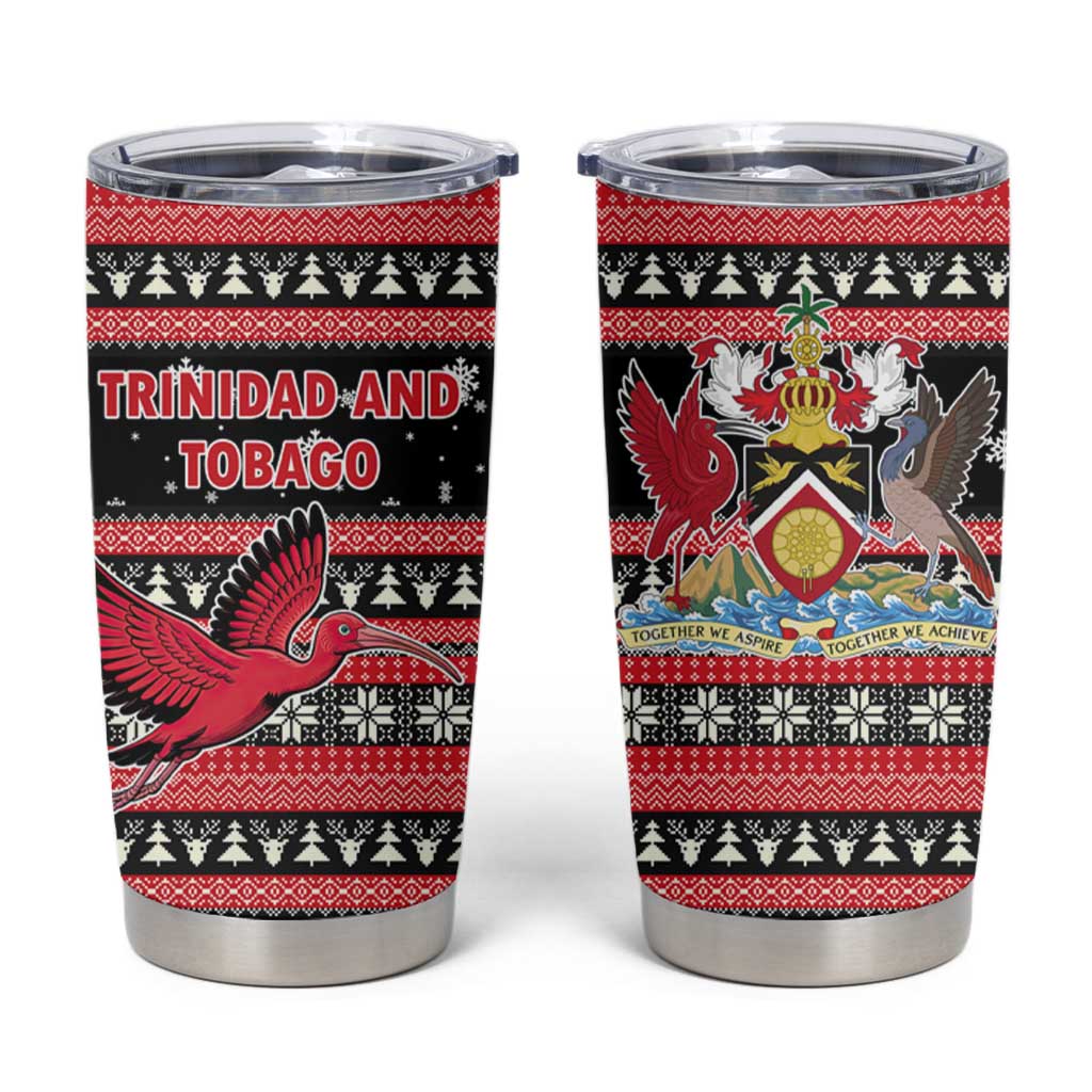 Trinidad and Tobago Christmas Tumbler Cup Bird and Coat of Arms Design - Wonder Print Shop