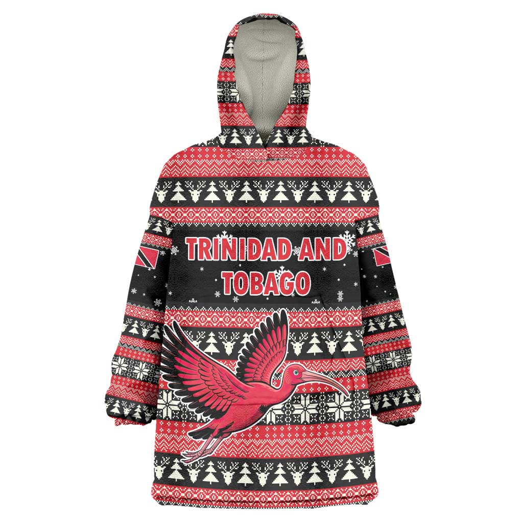 Trinidad and Tobago Christmas Wearable Blanket Hoodie Bird and Coat of Arms Design - Wonder Print Shop