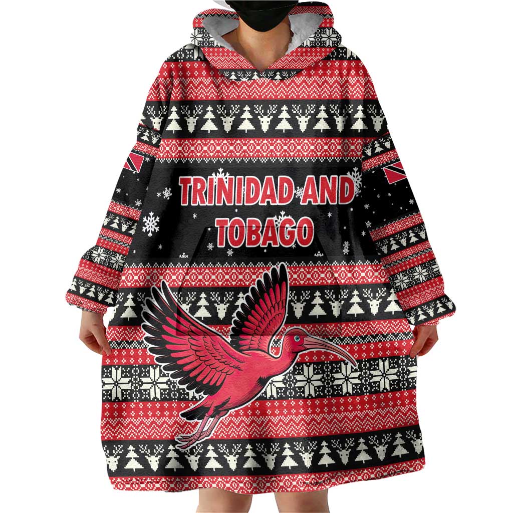 Trinidad and Tobago Christmas Wearable Blanket Hoodie Bird and Coat of Arms Design - Wonder Print Shop