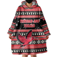 Trinidad and Tobago Christmas Wearable Blanket Hoodie Bird and Coat of Arms Design - Wonder Print Shop