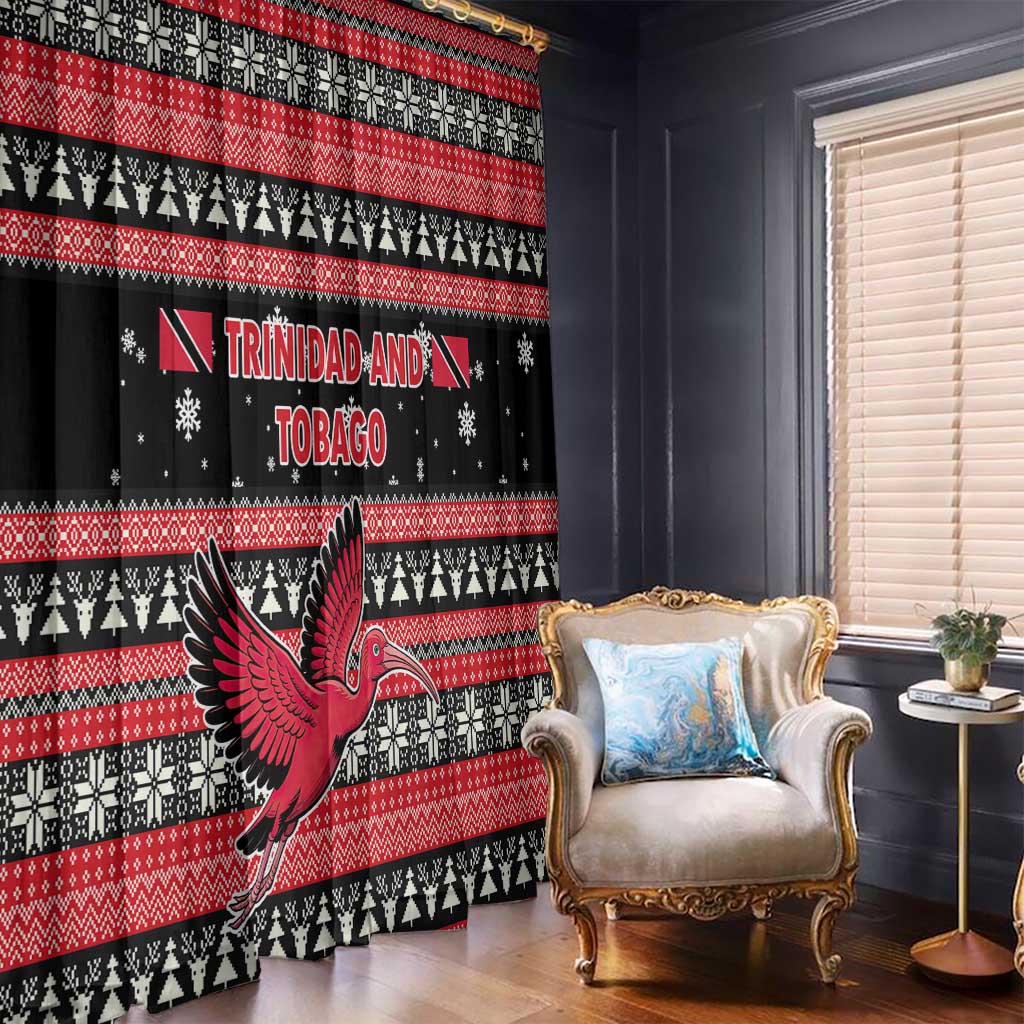 Trinidad and Tobago Christmas Window Curtain Bird and Coat of Arms Design - Wonder Print Shop