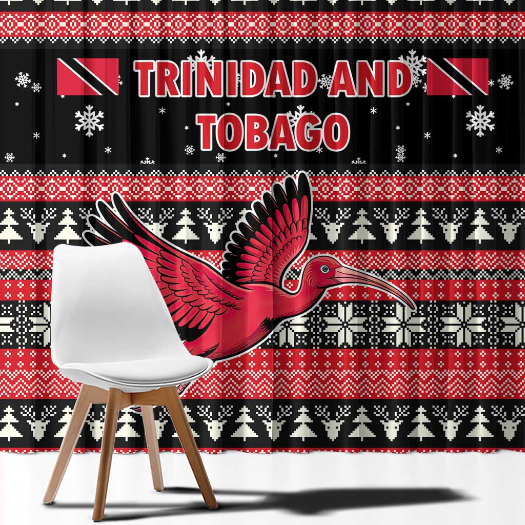 Trinidad and Tobago Christmas Window Curtain Bird and Coat of Arms Design - Wonder Print Shop