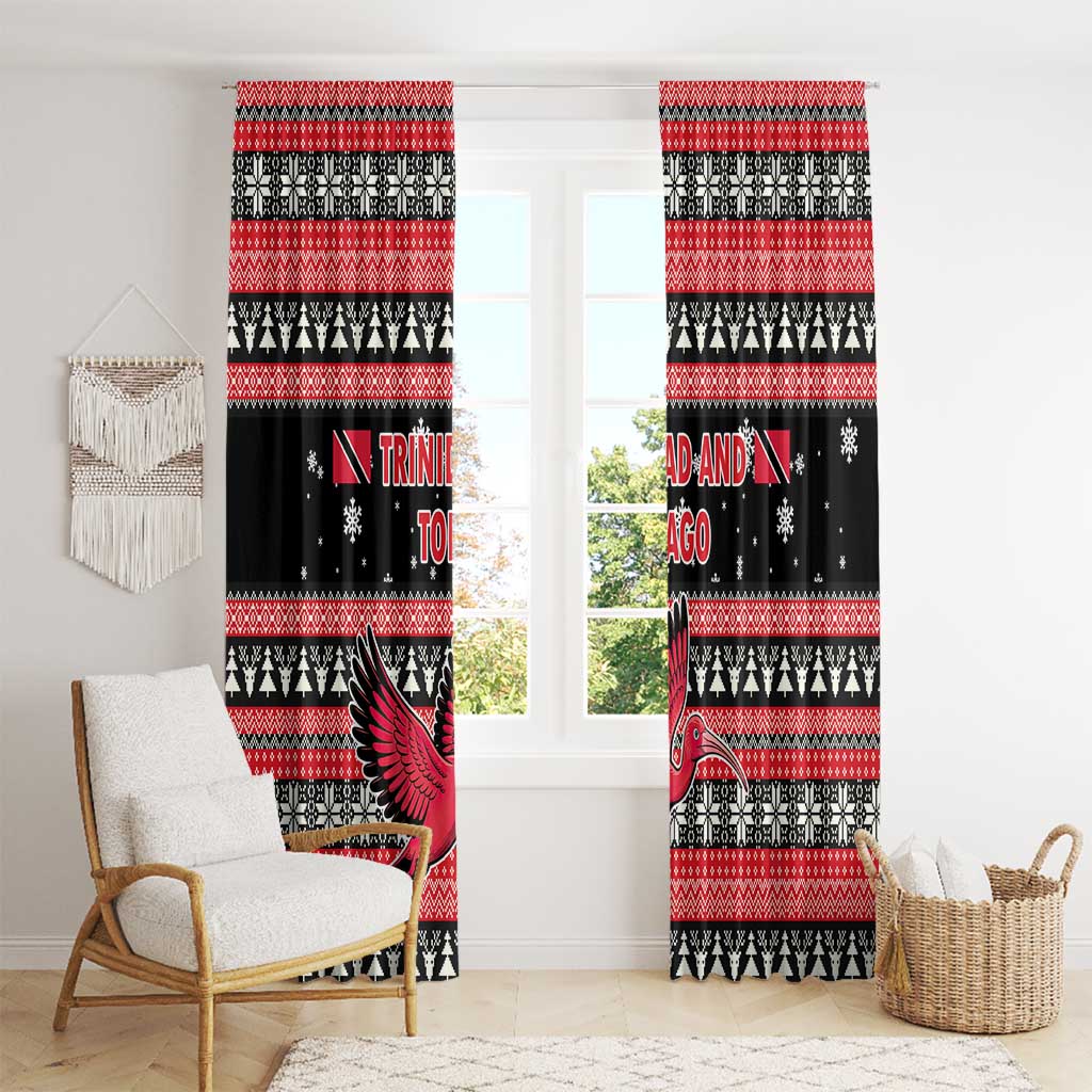 Trinidad and Tobago Christmas Window Curtain Bird and Coat of Arms Design - Wonder Print Shop