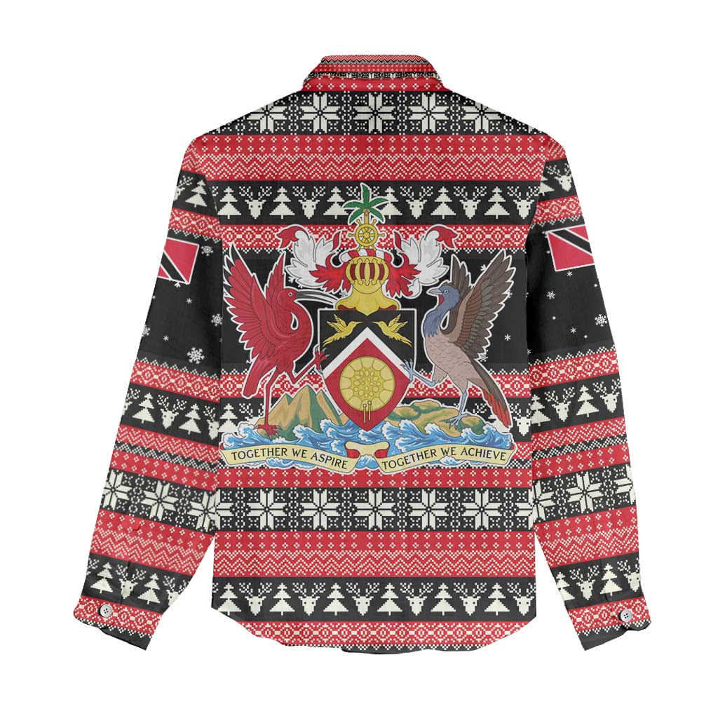 Trinidad and Tobago Christmas Women Casual Shirt Bird and Coat of Arms Design - Wonder Print Shop