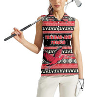 Trinidad and Tobago Christmas Women Sleeveless Polo Shirt Bird and Coat of Arms Design - Wonder Print Shop