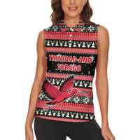 Trinidad and Tobago Christmas Women Sleeveless Polo Shirt Bird and Coat of Arms Design - Wonder Print Shop