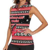 Trinidad and Tobago Christmas Women Sleeveless Polo Shirt Bird and Coat of Arms Design - Wonder Print Shop