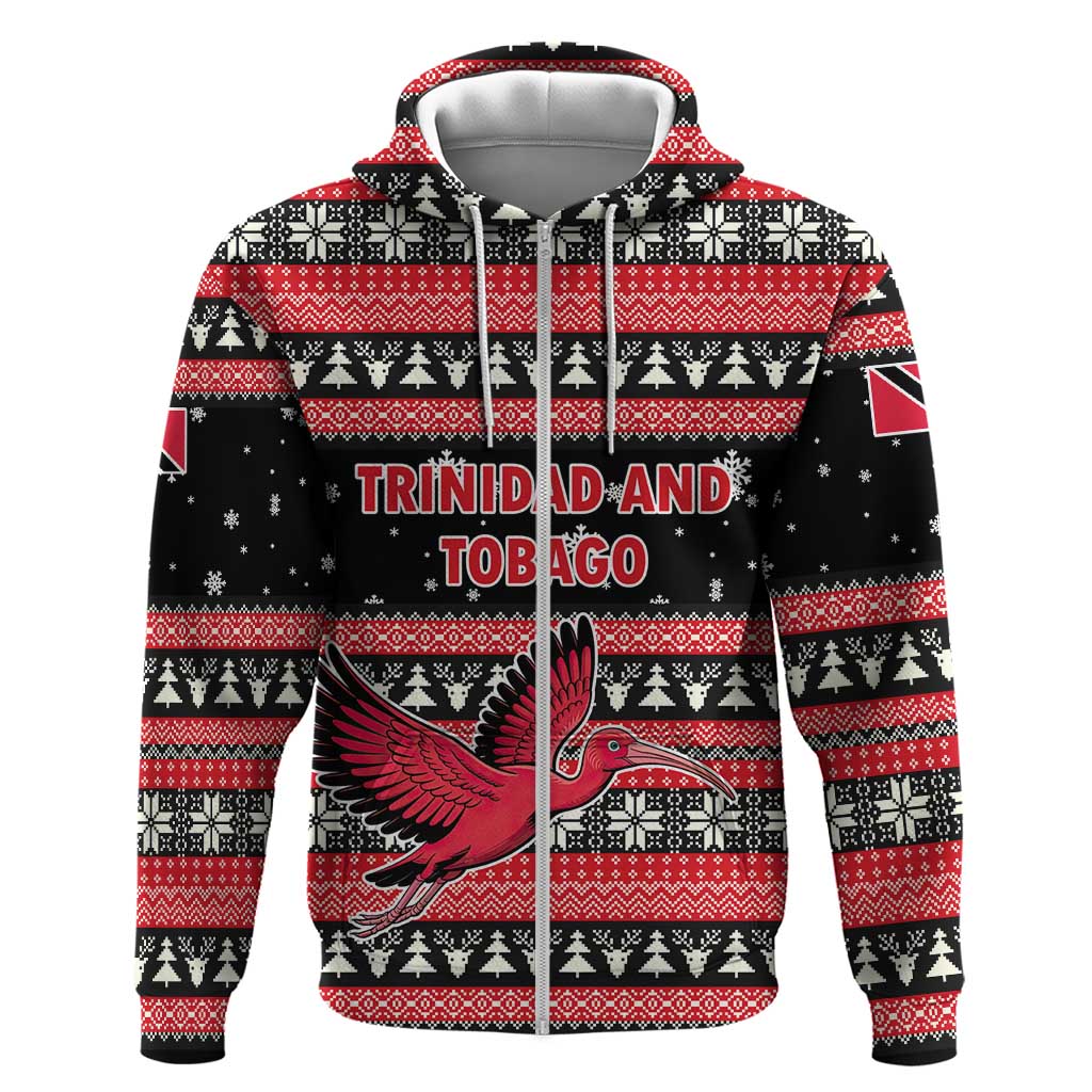 Trinidad and Tobago Christmas Zip Hoodie Bird and Coat of Arms Design - Wonder Print Shop
