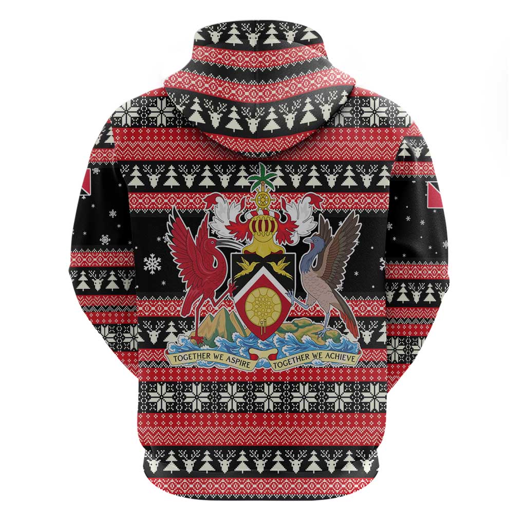 Trinidad and Tobago Christmas Zip Hoodie Bird and Coat of Arms Design - Wonder Print Shop