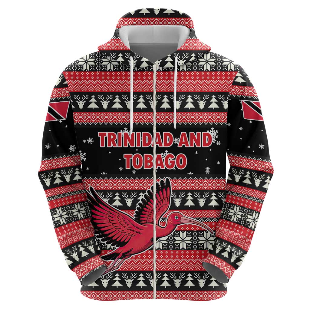 Trinidad and Tobago Christmas Zip Hoodie Bird and Coat of Arms Design - Wonder Print Shop