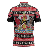 Trinidad and Tobago Christmas Zipper Polo Shirt Bird and Coat of Arms Design - Wonder Print Shop
