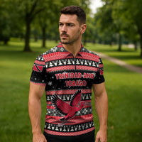Trinidad and Tobago Christmas Zipper Polo Shirt Bird and Coat of Arms Design - Wonder Print Shop