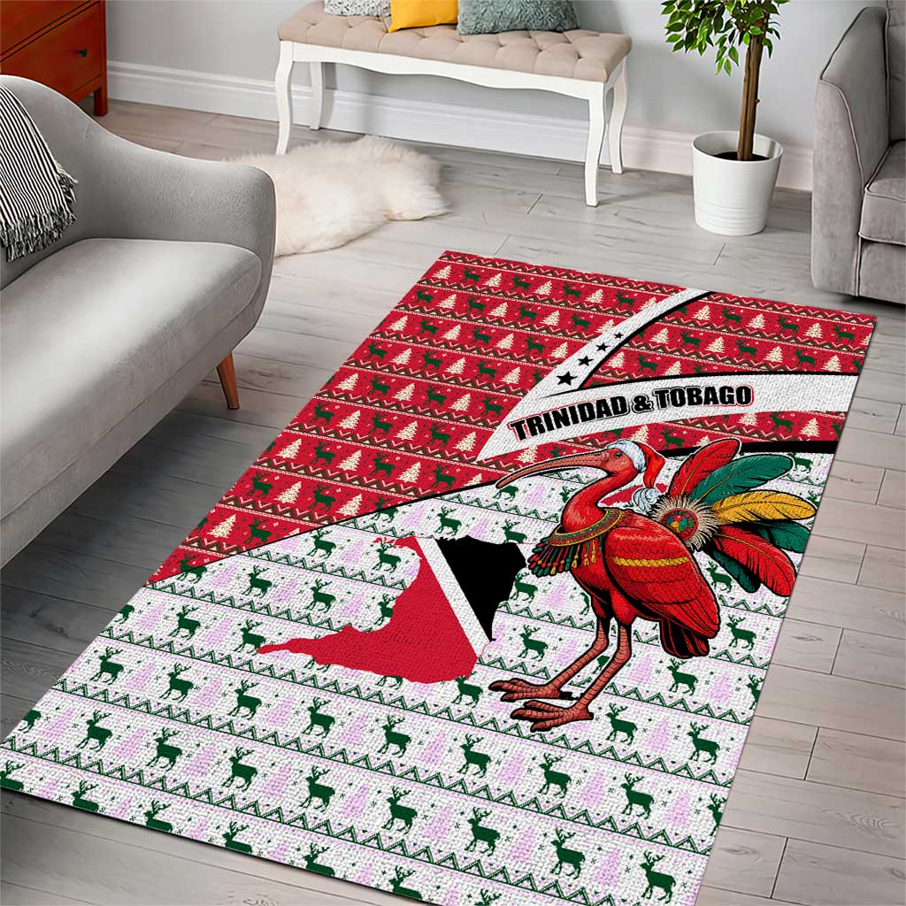 Trinidad and Tobago Christmas Area Rug Christmas Bird Santa and Reindeer Design - Wonder Print Shop