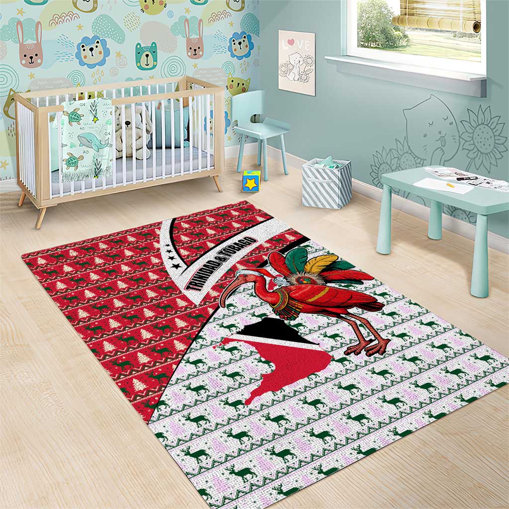 Trinidad and Tobago Christmas Area Rug Christmas Bird Santa and Reindeer Design - Wonder Print Shop