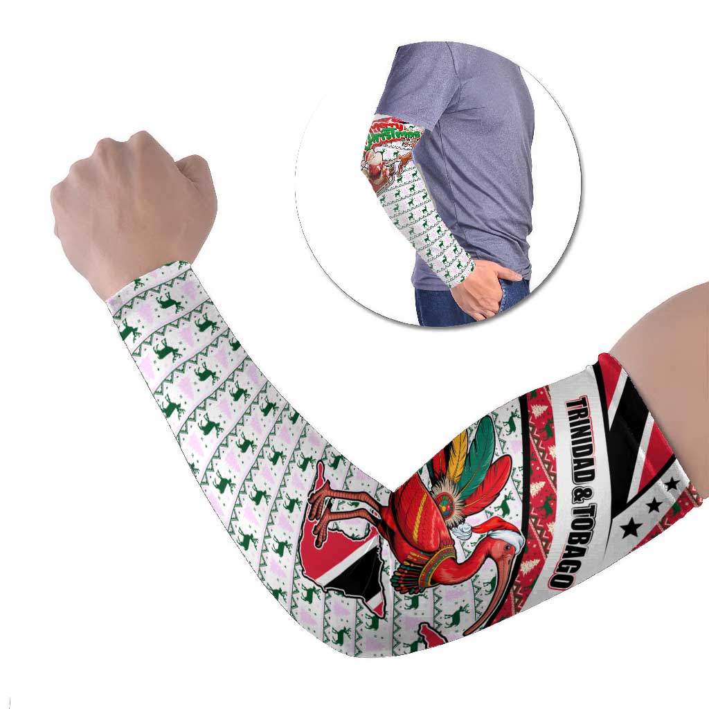 Trinidad and Tobago Christmas Arm Sleeves Christmas Bird Santa and Reindeer Design - Wonder Print Shop