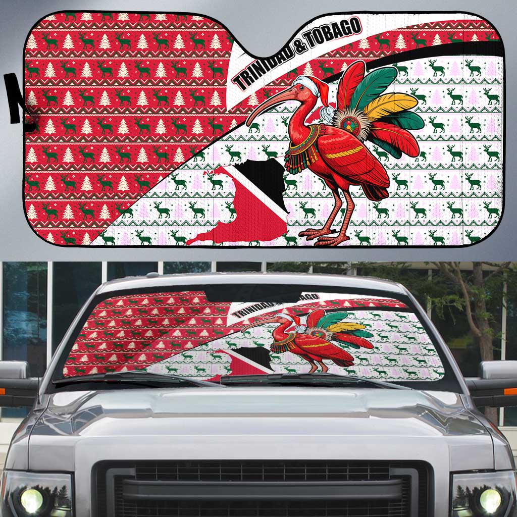 Trinidad and Tobago Christmas Auto Sun Shade Christmas Bird Santa and Reindeer Design - Wonder Print Shop