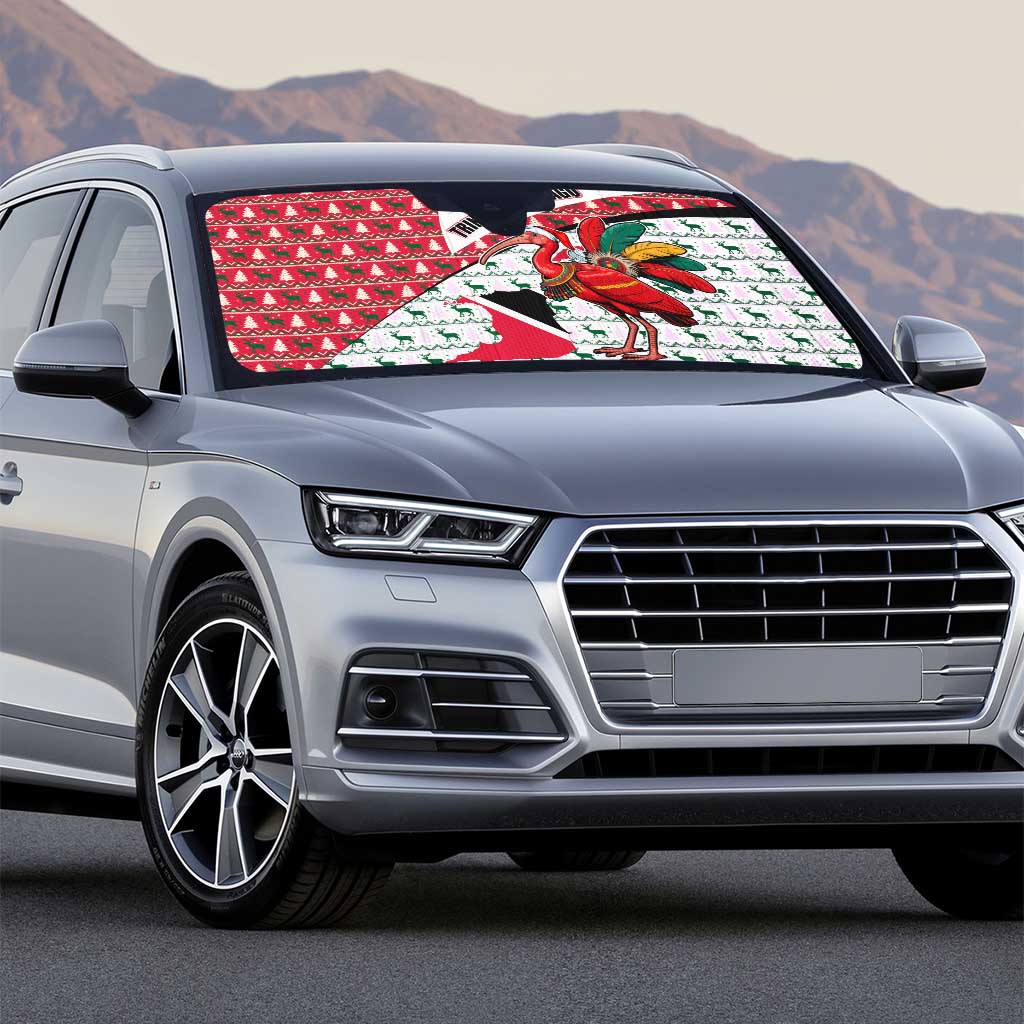 Trinidad and Tobago Christmas Auto Sun Shade Christmas Bird Santa and Reindeer Design - Wonder Print Shop