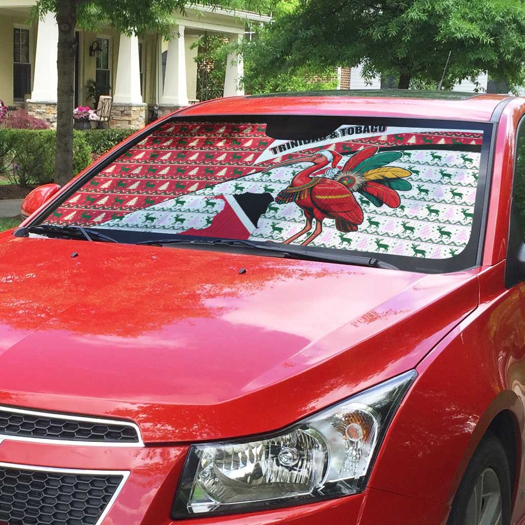 Trinidad and Tobago Christmas Auto Sun Shade Christmas Bird Santa and Reindeer Design - Wonder Print Shop