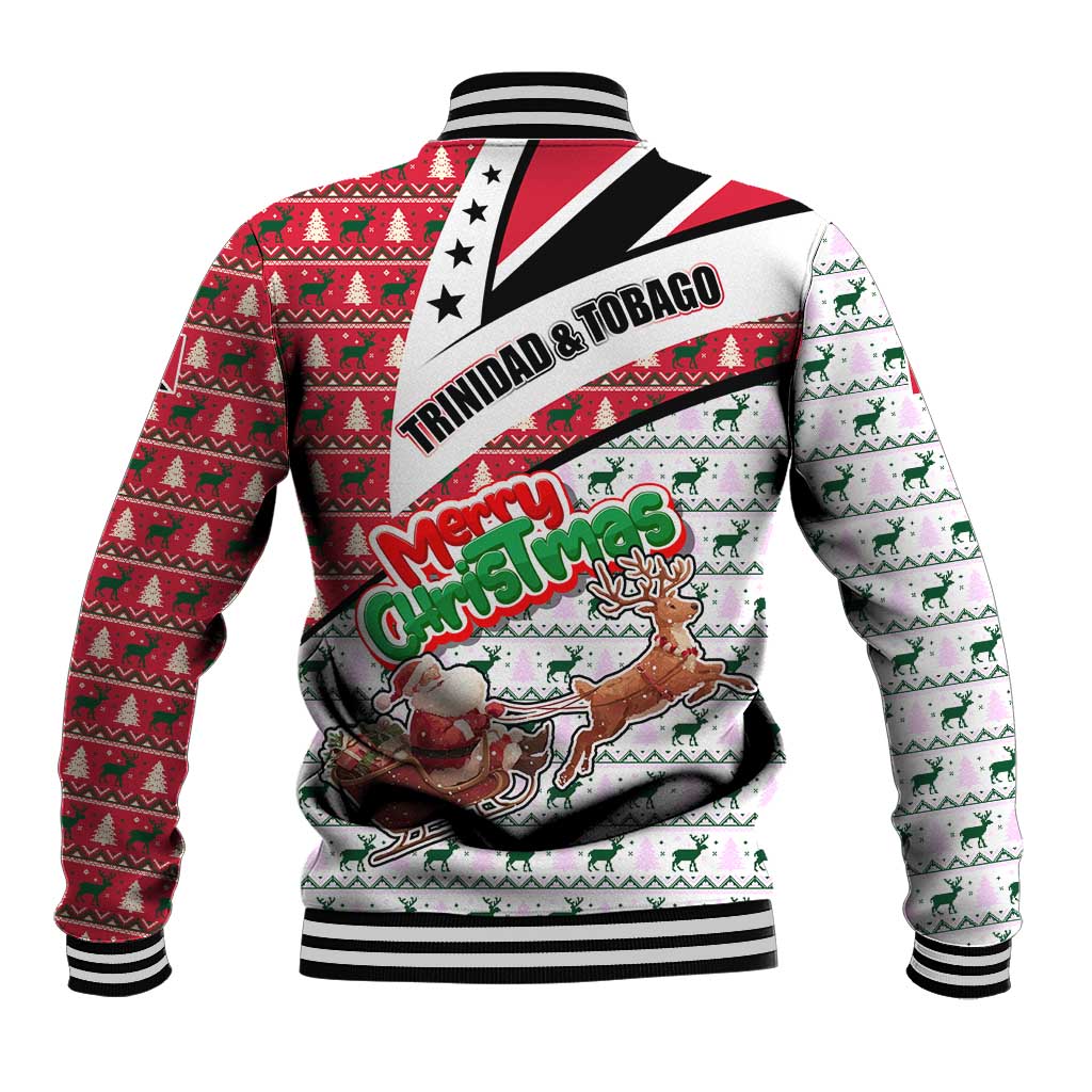 Trinidad and Tobago Christmas Baseball Jacket Christmas Bird Santa and Reindeer Design - Wonder Print Shop