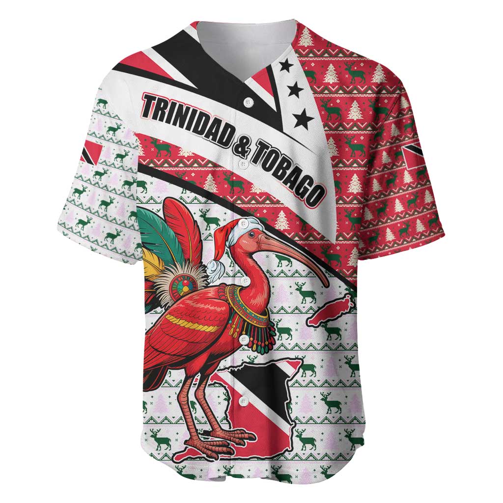 Trinidad and Tobago Christmas Baseball Jersey Christmas Bird Santa and Reindeer Design - Wonder Print Shop