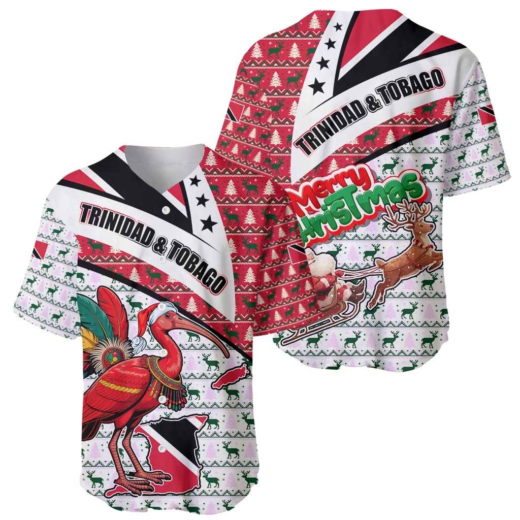 Trinidad and Tobago Christmas Baseball Jersey Christmas Bird Santa and Reindeer Design - Wonder Print Shop
