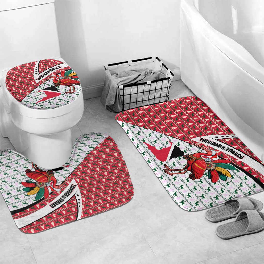 Trinidad and Tobago Christmas Bathroom Set Christmas Bird Santa and Reindeer Design - Wonder Print Shop