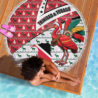Trinidad and Tobago Christmas Beach Blanket Christmas Bird Santa and Reindeer Design - Wonder Print Shop